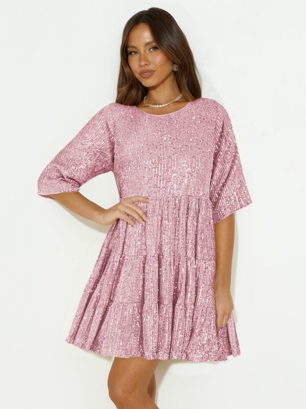 A12 Sequin Loose Round Neck Dress Party Dress