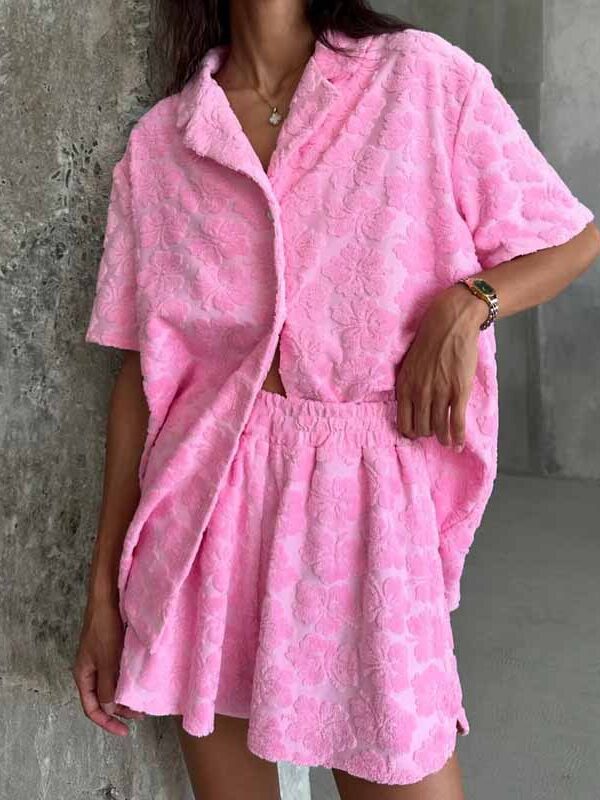 A01 Jacquard shirt + shorts two-piece set